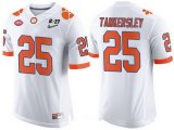 Wholesale Cheap Men's Clemson Tigers #25 Cordrea Tankersley White 2017 Championship Game Patch Stitched CFP Nike Limited Jersey