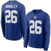 Wholesale Cheap New York Giants #26 Saquon Barkley Nike Player Name & Number Long Sleeve T-Shirt Royal