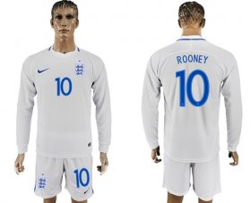 Wholesale Cheap England #10 Rooney Home Long Sleeves Soccer Country Jersey