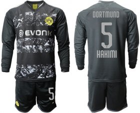 Wholesale Cheap Dortmund #5 Hakimi Away Long Sleeves Soccer Club Jersey