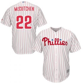 Wholesale Cheap Phillies #22 Andrew McCutchen White(Red Strip) New Cool Base Stitched MLB Jersey