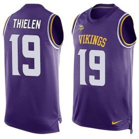 Wholesale Cheap Nike Vikings #19 Adam Thielen Purple Team Color Men\'s Stitched NFL Limited Tank Top Jersey