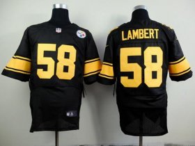 Wholesale Cheap Nike Steelers #58 Jack Lambert Black(Gold No.) Men\'s Stitched NFL Elite Jersey
