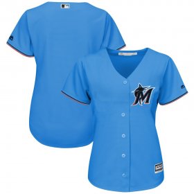 Wholesale Cheap Marlins Blue Majestic Women\'s Alternate 2019 Official Cool Base Stitched MLB Jersey