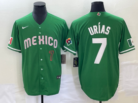 Wholesale Cheap Men\'s Mexico Baseball #7 Julio Urias Number Green 2023 World Baseball Classic Stitched Jersey 2