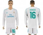 Wholesale Cheap Real Madrid #16 Kovacic White Home Long Sleeves Soccer Club Jersey