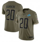 Wholesale Cheap Men's Detroit Lions #20 Barry Sanders 2022 Olive Salute To Service Limited Stitched Jersey