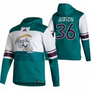 Wholesale Cheap Anaheim Ducks #36 John Gibson Adidas Reverse Retro Pullover Hoodie White Green