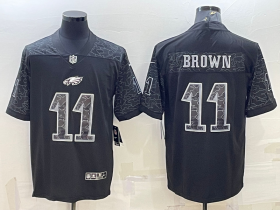 Wholesale Cheap Men\'s Philadelphia Eagles #11 AJ Brown Black Reflective Limited Stitched Football Jersey