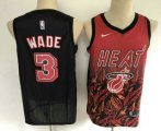 Wholesale Cheap Men's Miami Heat #3 Dwyane Wade Red with Black Salute Nike Swingman Stitched NBA Jersey