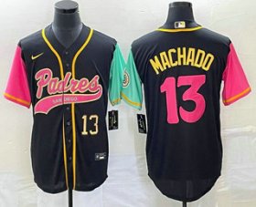 Wholesale Cheap Men\'s San Diego Padres #13 Manny Machado Number Black NEW 2023 City Connect Cool Base Stitched Jersey