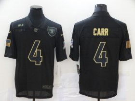 Wholesale Cheap Men\'s Las Vegas Raiders #4 Derek Carr Black 2020 Salute To Service Stitched NFL Nike Limited Jersey