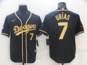 Wholesale Cheap Men's Los Angeles Dodgers #7 Julio Urias Black Gold Stitched MLB Cool Base Nike Jersey