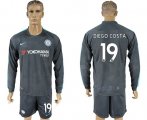 Wholesale Cheap Chelsea #19 Diego Costa Sec Away Long Sleeves Soccer Club Jersey