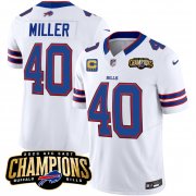 Cheap Men's Buffalo Bills #40 Von Miller White 2023 F.U.S.E. AFC East Champions With 4-star C Ptach Football Stitched Jersey