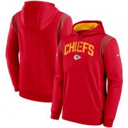 Wholesale Cheap Men's Kansas City Chiefs Red Sideline Stack Performance Pullover Hoodie