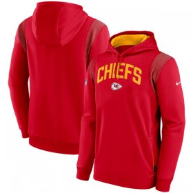 Wholesale Cheap Men\'s Kansas City Chiefs Red Sideline Stack Performance Pullover Hoodie