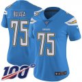 Wholesale Cheap Nike Chargers #75 Bryan Bulaga Electric Blue Alternate Women's Stitched NFL 100th Season Vapor Untouchable Limited Jersey