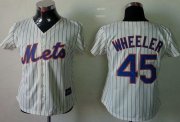 Wholesale Cheap Mets #45 Zack Wheeler Cream(Blue Strip) Women's Fashion Stitched MLB Jersey