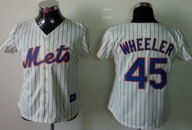 Wholesale Cheap Mets #45 Zack Wheeler Cream(Blue Strip) Women\'s Fashion Stitched MLB Jersey