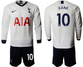 Wholesale Cheap Tottenham Hotspur #10 Kane Home Long Sleeves Soccer Club Jersey