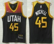 Wholesale Cheap Men's Utah Jazz #45 Donovan Mitchell Black 2021 City Edition Nike Swingman Stitched NBA Jersey