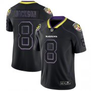 Wholesale Cheap Nike Ravens #8 Lamar Jackson Lights Out Black Men's Stitched NFL Limited Rush Jersey