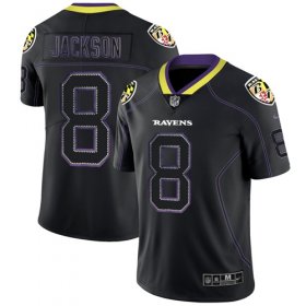 Wholesale Cheap Nike Ravens #8 Lamar Jackson Lights Out Black Men\'s Stitched NFL Limited Rush Jersey