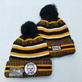 Wholesale Cheap Steelers Team Logo Yellow 100th Season Pom Knit Hat YD