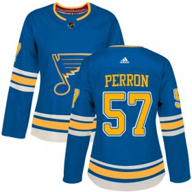 Wholesale Cheap Adidas Blues #57 David Perron Blue Alternate Authentic Women\'s Stitched NHL Jersey