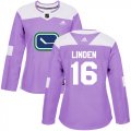 Wholesale Cheap Adidas Canucks #16 Trevor Linden Purple Authentic Fights Cancer Women's Stitched NHL Jersey