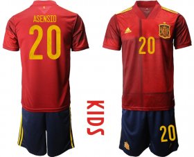 Wholesale Cheap Youth 2021 European Cup Spain home red 20 Soccer Jersey