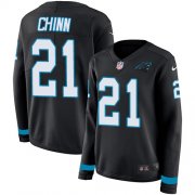 Wholesale Cheap Nike Panthers #21 Jeremy Chinn Black Team Color Women's Stitched NFL Limited Therma Long Sleeve Jersey