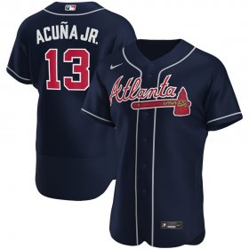 Wholesale Cheap Atlanta Braves #13 Ronald Acuna Jr. Men\'s Nike Navy Alternate 2020 Authentic Player MLB Jersey