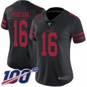 Wholesale Cheap Nike 49ers #16 Joe Montana Black Alternate Women's Stitched NFL 100th Season Vapor Limited Jersey
