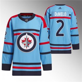 Cheap Men\'s Winnipeg Jets #2 Dylan DeMelo Light Blue Anniversary Primegreen Stitched Jersey