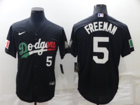Wholesale Cheap Men\'s Los Angeles Dodgers #5 Freddie Freeman Black Mexico 2020 World Series Cool Base Nike Jersey