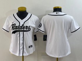 Wholesale Cheap Youth Las Vegas Raiders Blank White With Patch Cool Base Stitched Baseball Jersey