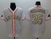 Wholesale Cheap Astros #35 Justin Verlander White 2017 World Series Champions Gold Program Cool Base Stitched MLB Jersey