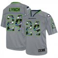 Wholesale Cheap Nike Seahawks #24 Marshawn Lynch New Lights Out Grey Men's Stitched NFL Elite Jersey