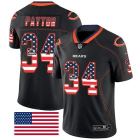 Wholesale Cheap Nike Bears #34 Walter Payton Black Men\'s Stitched NFL Limited Rush USA Flag Jersey