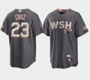 Wholesale Cheap Men's Washington Nationals #23 Nelson Cruz 2022 Grey City Connect Cherry Blossom Cool Base Stitched Jersey