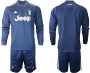 Wholesale Cheap Men 2020-2021 club Juventus away long sleeves 1 blue Soccer Jerseys