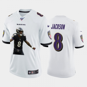 Cheap Baltimore Ravens #8 Lamar Jackson Nike Team Hero 6 Vapor Limited NFL 100 Jersey White