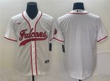 Wholesale Cheap Men's Atlanta Falcons Blank White With Patch Cool Base Stitched Baseball Jersey