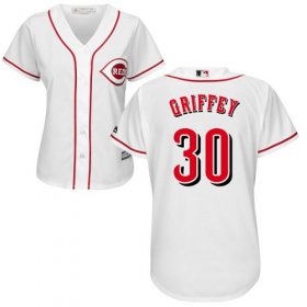 Wholesale Cheap Reds #30 Ken Griffey White Home Women\'s Stitched MLB Jersey