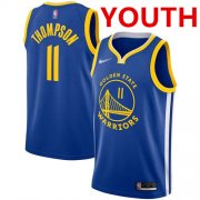 Wholesale Cheap Youth Warriors #11 Klay Thompson Blue Basketball Swingman Icon Edition 2019-2020 Jersey