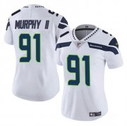 Cheap Women's Seattle Seahawks #91 Byron Murphy II 2024 Draft White Vapor Limited Football Stitched Jersey(Run Small)