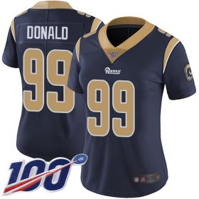 Wholesale Cheap Nike Rams #99 Aaron Donald Navy Blue Team Color Women\'s Stitched NFL 100th Season Vapor Limited Jersey