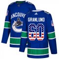 Wholesale Cheap Adidas Canucks #60 Markus Granlund Blue Home Authentic USA Flag Stitched NHL Jersey